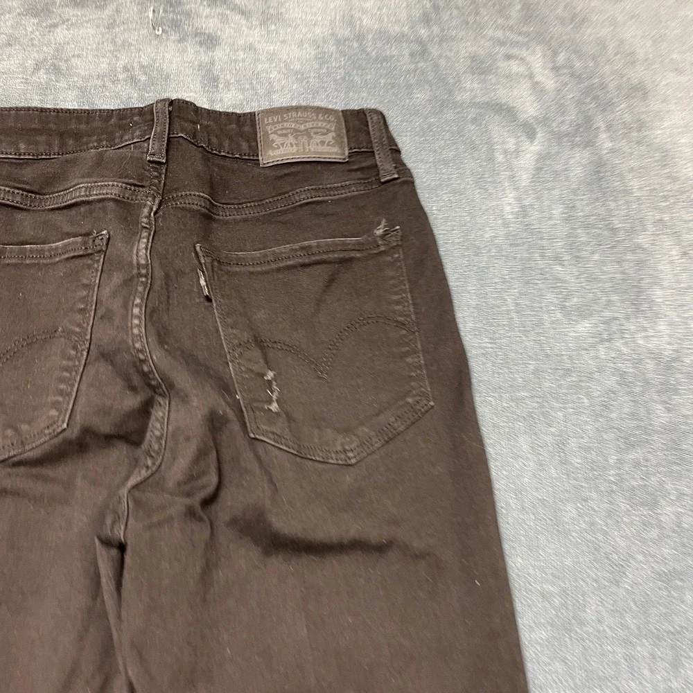 Levi's 721 High Rise Skinny Jeans Womens 29 Black Denim 5-Pockets Distressed